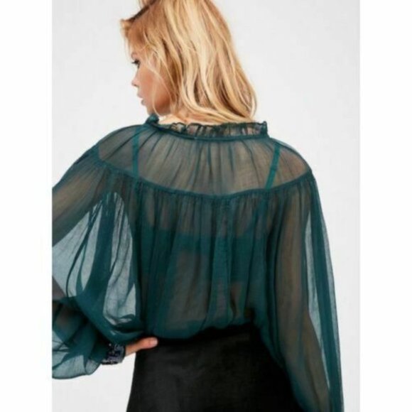 Free People Sequin Dream Cuff Blouse XS - Picture 6 of 16